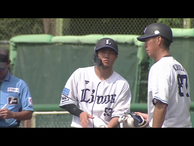 【ファーム】点差を広げる!! ライオンズ・牧野翔矢 しぶとくセンター前にタイムリーヒットを放つ!! 2025年8月22日 埼玉西武ライオンズ 対 東京ヤクルトスワローズ