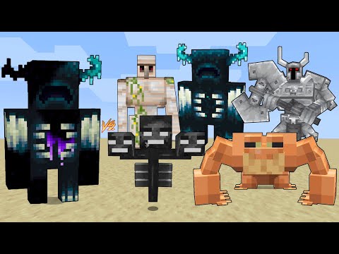 Infected Warden Vs Warden, Ferrous Wroughtnaut, Mutant Frog, Iron golem, Wither