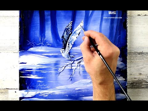 SNOW OWL | EASY acrylic painting for BEGINNERS | Abstract