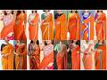 Orange Saree Blouse Combination Latest 2026 Best Contrast Blouse For Orange Saree
