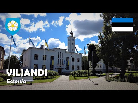 Viljandi, Estonia. A walk in the Old Town. 4K