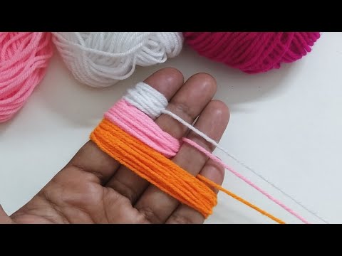 Amazing 3 Hand Embroidery Woolen Flower craft ideas with Fingers | Super Easy Woolen Flower design