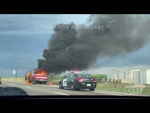 05-17-2022 Loveland, CO Vehicle engulfed in flames and starting small grass fire