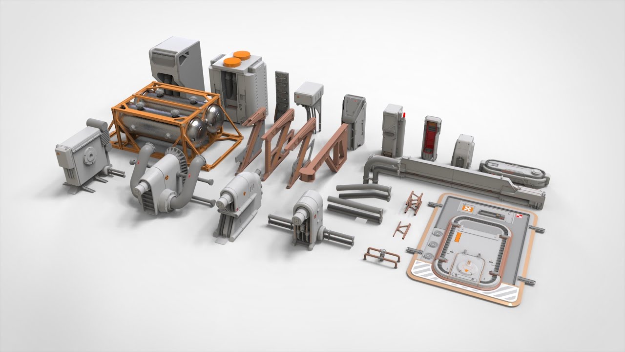 Sci-fi architecture kitbash 28 3D Model