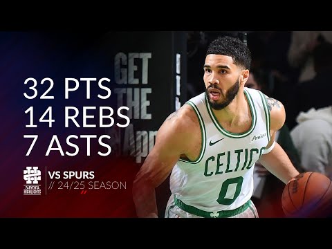 Jayson Tatum 32 pts 14 rebs 7 asts vs Spurs 24/25 season
