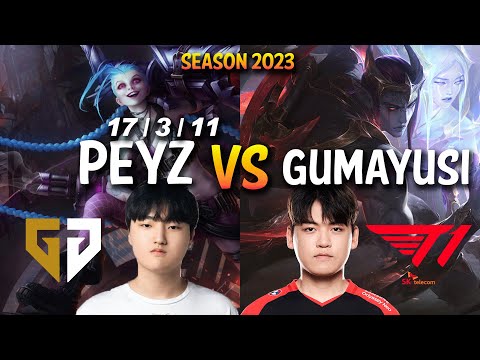 GEN Peyz vs T1 Gumayusi - Peyz JINX vs APHELIOS ADC - KR Ranked