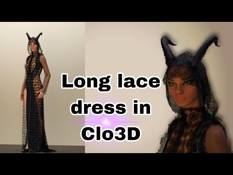 Long lace dress tutorial in clo3d/evil long dress of Queen Maleficent/clo#8