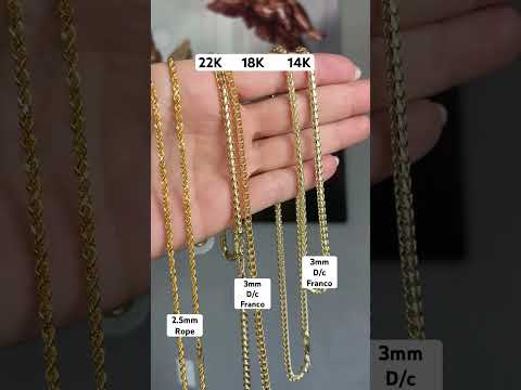 That color difference wild. comparing 22k vs 18k vs 14k #saintsgold #22k #chains