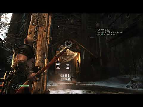 God of War - The Marked Tree: Use Leviathan Axe To Freeze Gate in Place Puzzle Gameplay PS5 BC
