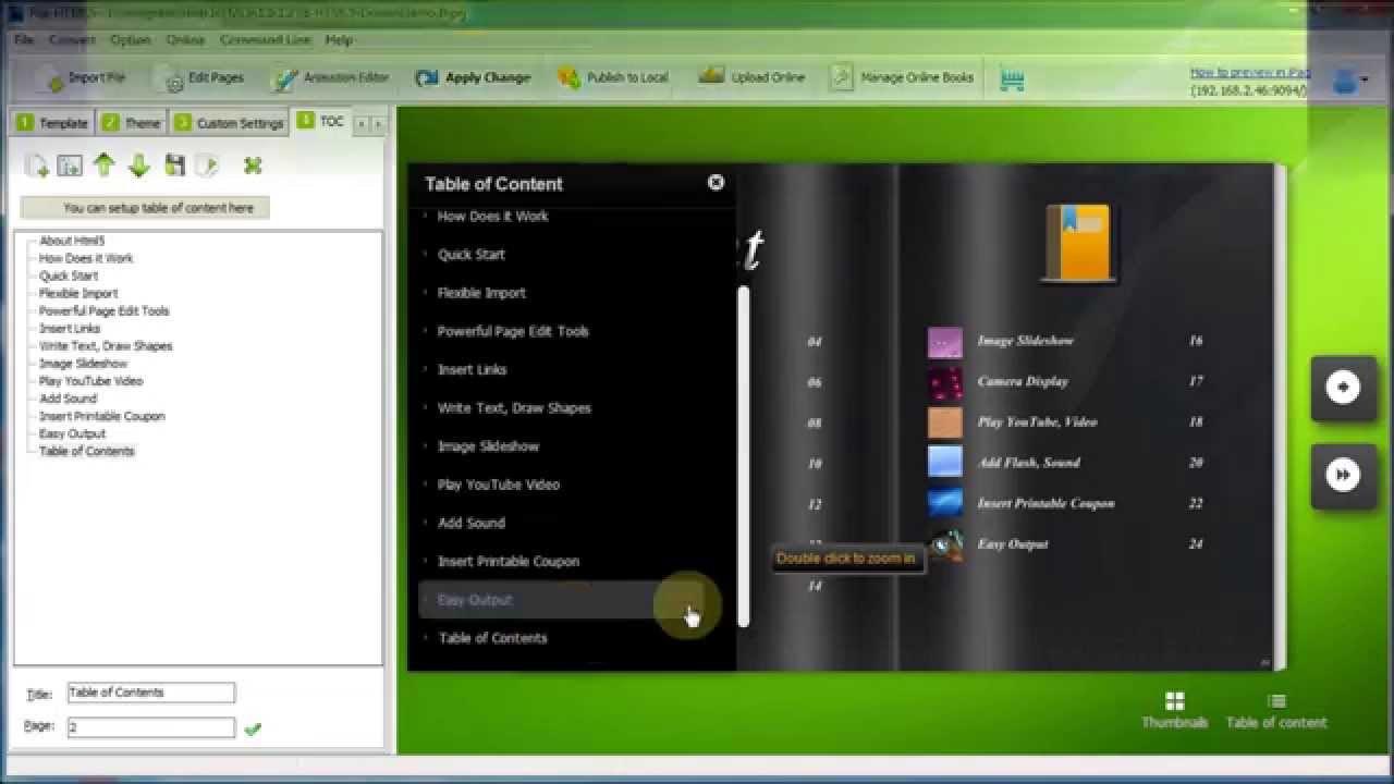Create, share and view amazing HTML5 flipbooks online with Table of Contents Navigation