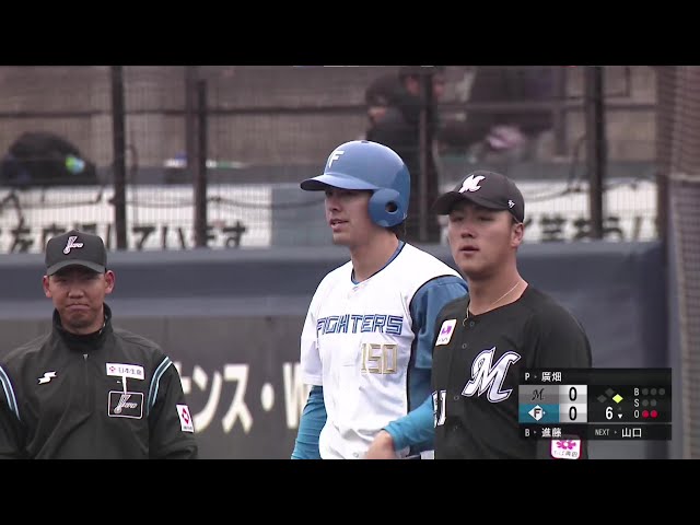 【ファーム】レフト前へ強い当たり!! ファイターズ・マイカ与那嶺 公式戦初ヒットを放つ!! 2025年3月15日 北海道日本ハムファイターズ 対 千葉ロッテマリーンズ