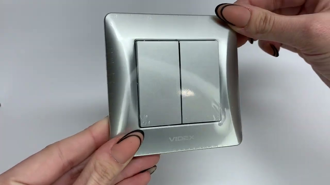 Выключатель двухклавишный VIDEX Binera серебряный шёлк VF-BNSW2-SS