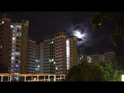 Singapore,  moon rise over Edgefield Plains