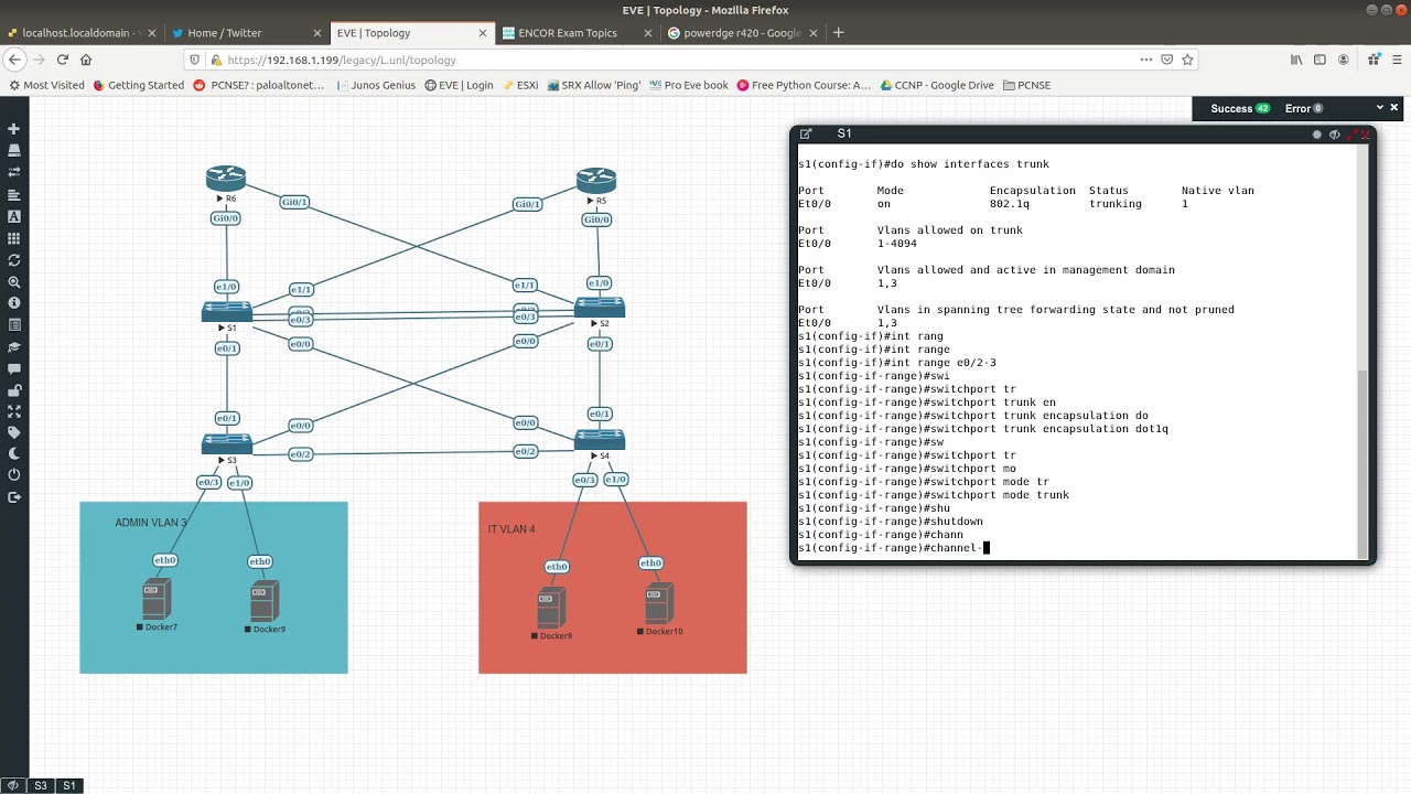 CCNP Encor Lab Live Part 1 - VLAN, Trunk, and Etherchannel LACP