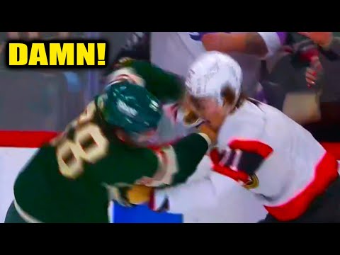 Ridly Greig Ryan Hartman Fight Scrap | Minnesota Wild vs Ottawa Senators 2025 Highlights