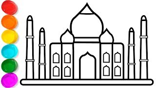 HOW TO DRAW TAJ MAHAL COLORING FOR KIDS TAJ MAHAL DRAWING AND COLORING FOR CHILDREN LEARN COLORS