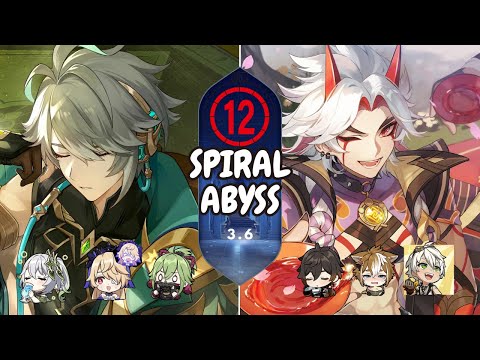 C0 F2P Alhaitham Aggravate and C0 Itto Mono Geo | Spiral Abyss 3.6 Floor 12 9 stars | Genshin Impact