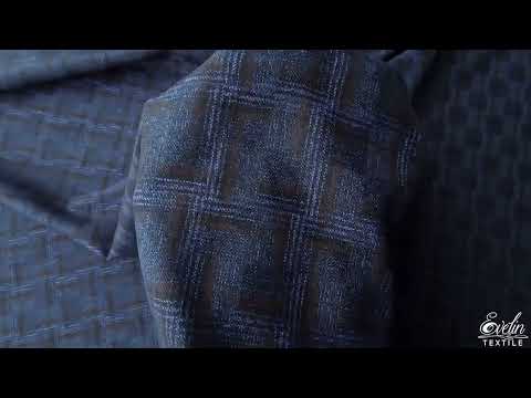 Stofa subtire elastica bleumarin din lana si casmir VBC1231