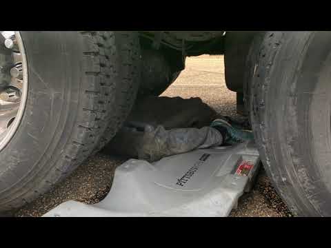 Semi Car Hauler Pulled Over with Blown Hydraulic Hose