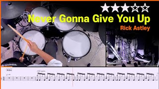 [Lv.12] Never Gonna Give You Up - Rick Astley  (★★★☆☆) Drum Cover with Sheet Music