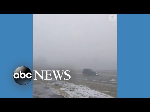 Snow squall blows through New York town