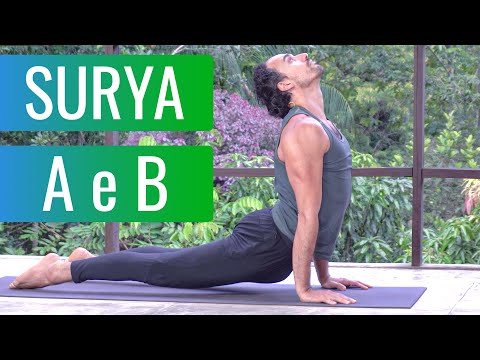 🌞 Saudação ao Sol A e B ou Surya Namaskar A e B | COMPLETO, COM SALTOS.