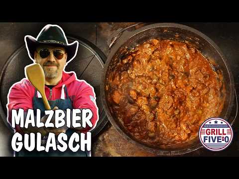 Malzbiergulasch aus dem Dutch Oven | lecker schlotziges Malzbier Gulasch Rezept mit Gelinggarantie 🤠