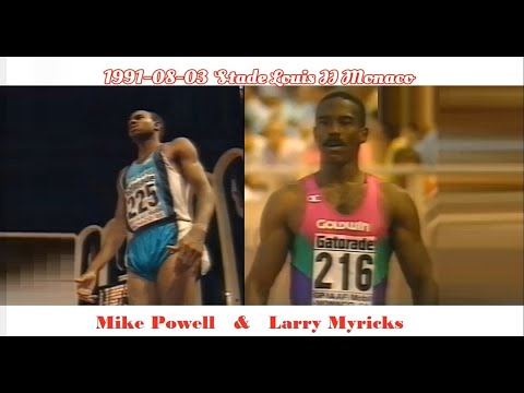 Larry Myricks & Mike Powell (USA) long jump 1991-08-03 Stade Louis II Monaco.