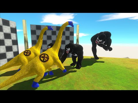 2X WOLVERINE BRACHIO vs 3X VENOM GORO VS SUPERMAN SPINO DEATH FALL - Animal Revolt Battle Simulator
