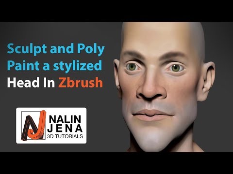 Sculpt and Poly Paint a Stylized Head in Zbrush Part01