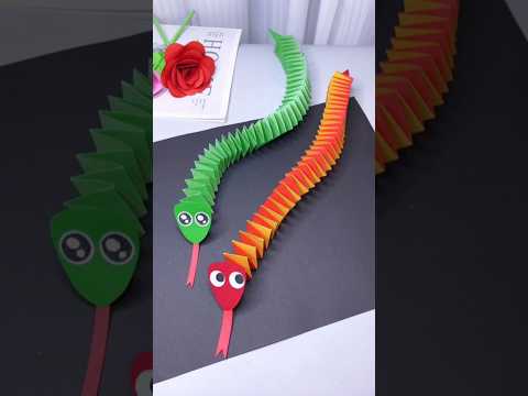 Colorful Paper Snake DIY 🐍 | Fun Accordion Craft for Kids 🎨✨  #shorts #diy #origami #papercraft