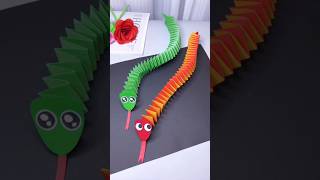 Colorful Paper Snake DIY 🐍 | Fun Accordion Craft for Kids 🎨✨  #shorts #diy #origami #papercraft