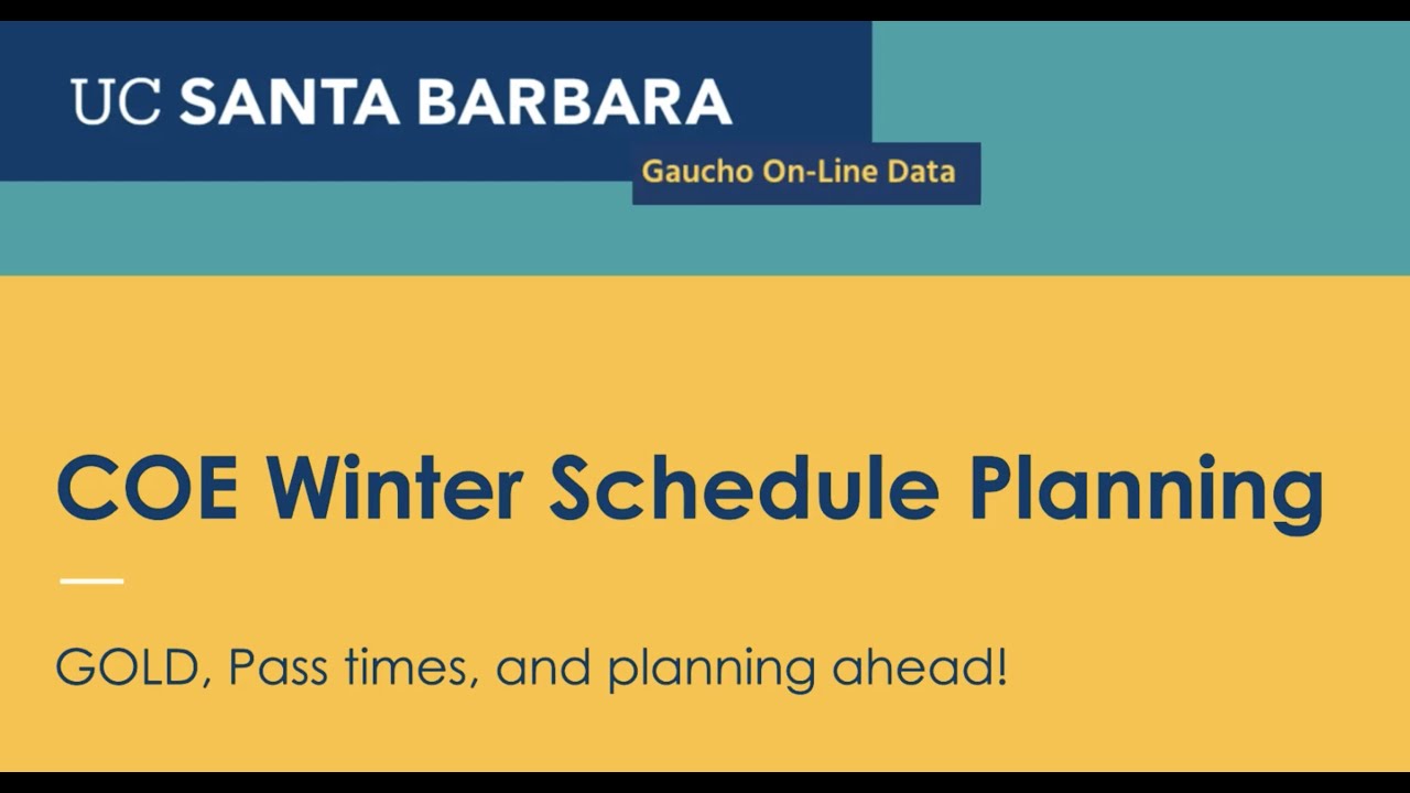 Winter 2022 Schedule Planning Workshop