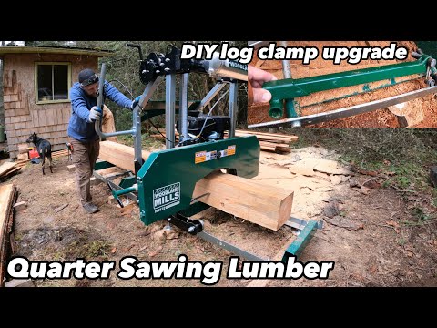 Woodland HM122 quarter sawing lumber, log clamp upgrade.