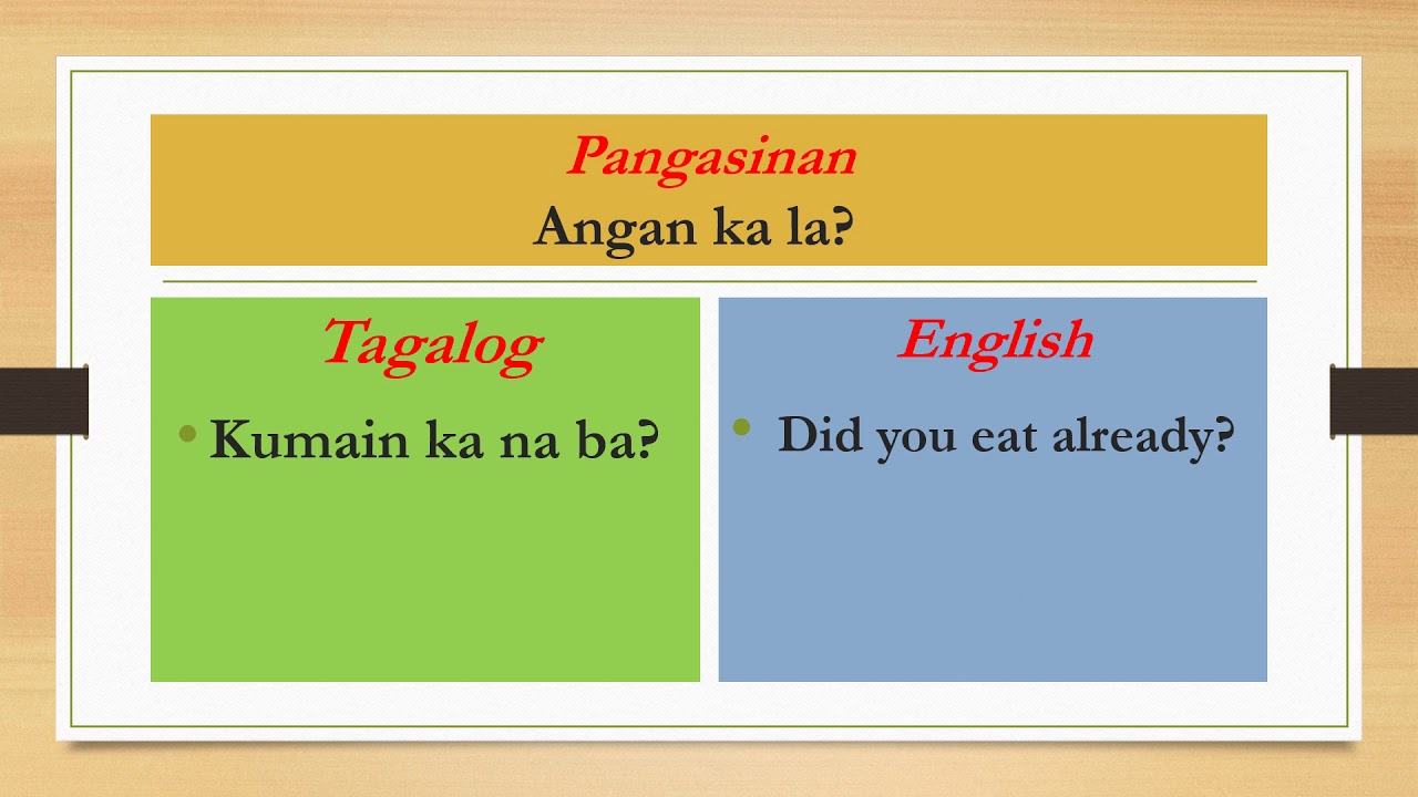PANGASINAN TAGALOG ENGLISH TRANSLATION R.E.A.L. EDUCATIONAL RESOURCES