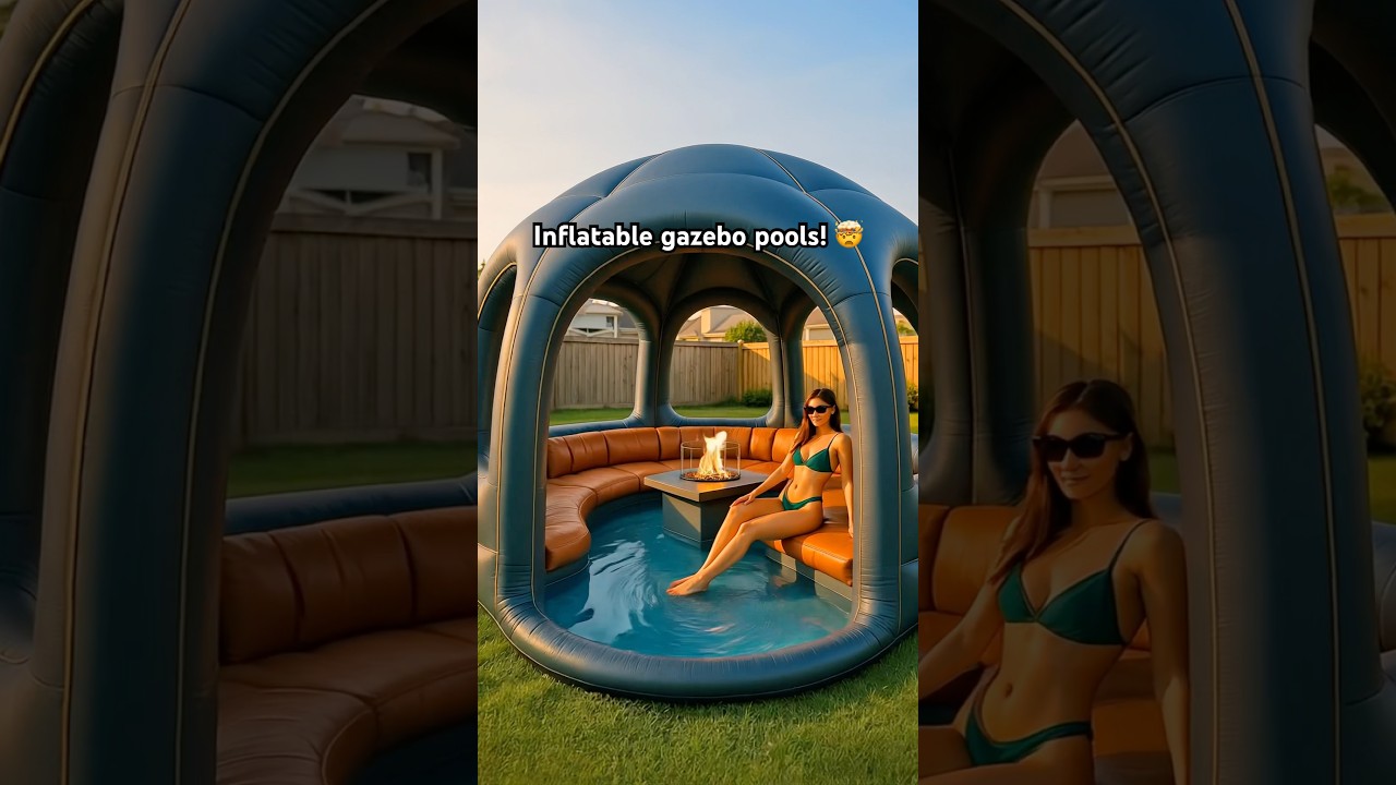 I need an inflatable gazebo pool immediately! 🤯🙏🏼 #backyardvibes #poolparty #patioseason