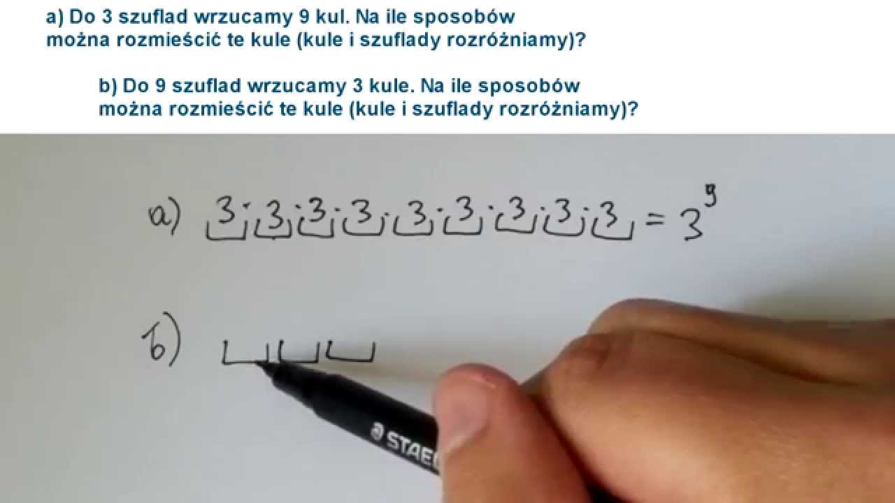 [ KOMBINATORYKA ] Do 3 szuflad wrzucamy 9 kul. Na ile sposobów ...