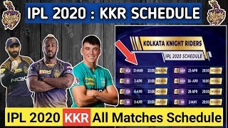 IPL 2020 - Kolkata Knight Riders (KKR) All Matches Schedule For IPL 2020 || KKR Full Time Table 2020