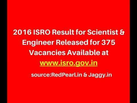 2016 ISRO Result for Scientist & Engineer Released | 375 Vacancies | RedPearl