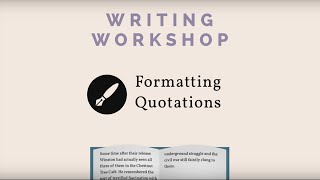 Formatting Quotations (Evidence from a Prose Text)