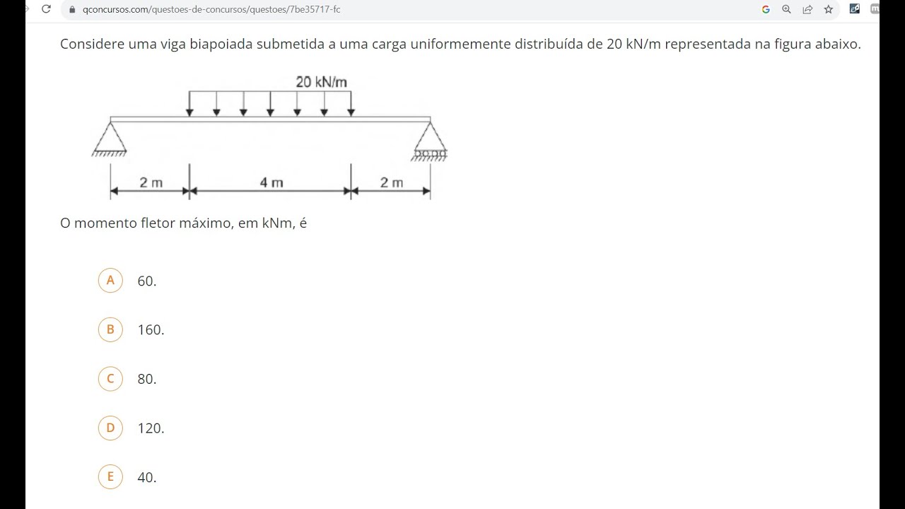 Cálculo do momento fletor máximo em viga biapoiada - Passo a passo | Eng. Ana Marcon