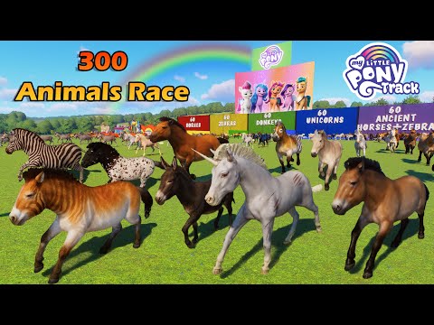 300 Animals Race on My Little Pony Track Planet Zoo included Horse, Zebra, Donkey & Unicorn