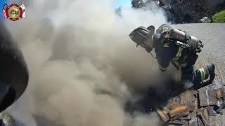 Why might firefighters cut a hole in the roof of a burning building