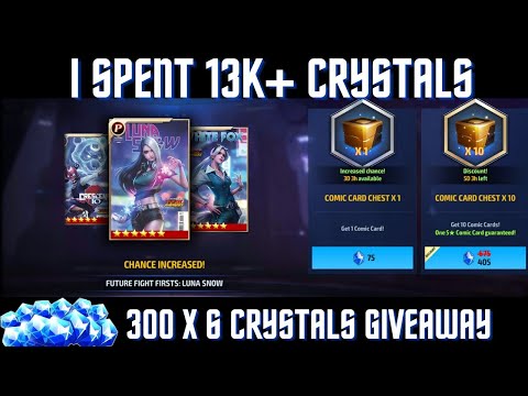 I Spent 13K Crystals on P Card Chest & 300x6 Crystals Giveaway Marvel Future Fight  #7thAnniversary