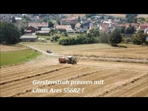 Gerstenstroh pressen mit Claas Ares 556RZ !