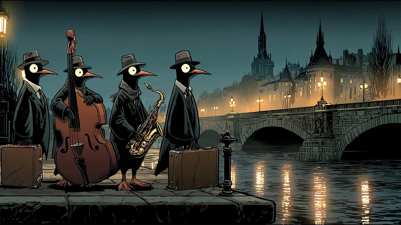 Penguins Hit the Night Waterfront – Jazz for Focus & Calm Study