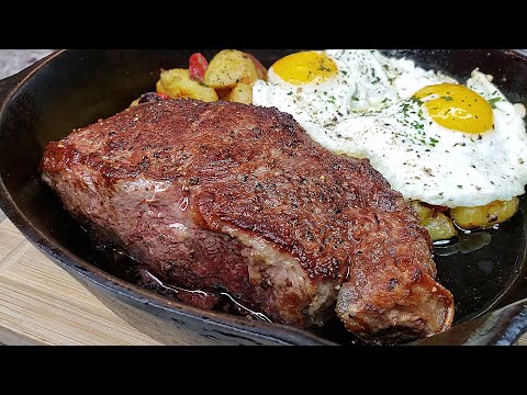 STEAK AND EGGS | How To Cook Steak In A Cast Iron...
