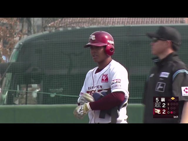 【ファーム】イーグルス・ワォーターズ璃海ジュミル 三塁線を破るタイムリー2ベースで同点!! 2025年3月25日 東北楽天ゴールデンイーグルス 対 千葉ロッテマリーンズ