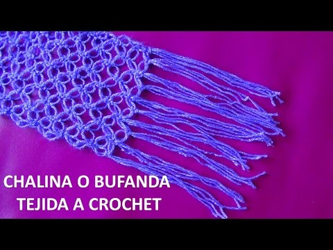 Bufanda o chalina tejida a crochet en punto espuma de mar paso a paso
