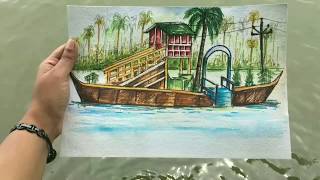 preview picture of video 'Live painting-live sketch-Kerala-Backwaters-Aquatourism-Njarakkal, Ernakulam-Heritage-by Artmaniack'